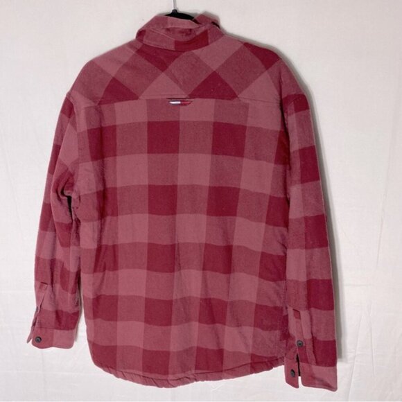 Tommy Jeans Red Plaid Sherpa Lined Casual Fit Button Up  Shacket Light Jacket M - Picture 2 of 16